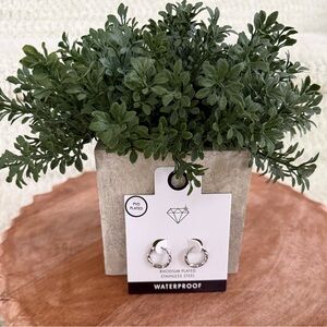 Silver Hammered-Look Hoop Earrings.